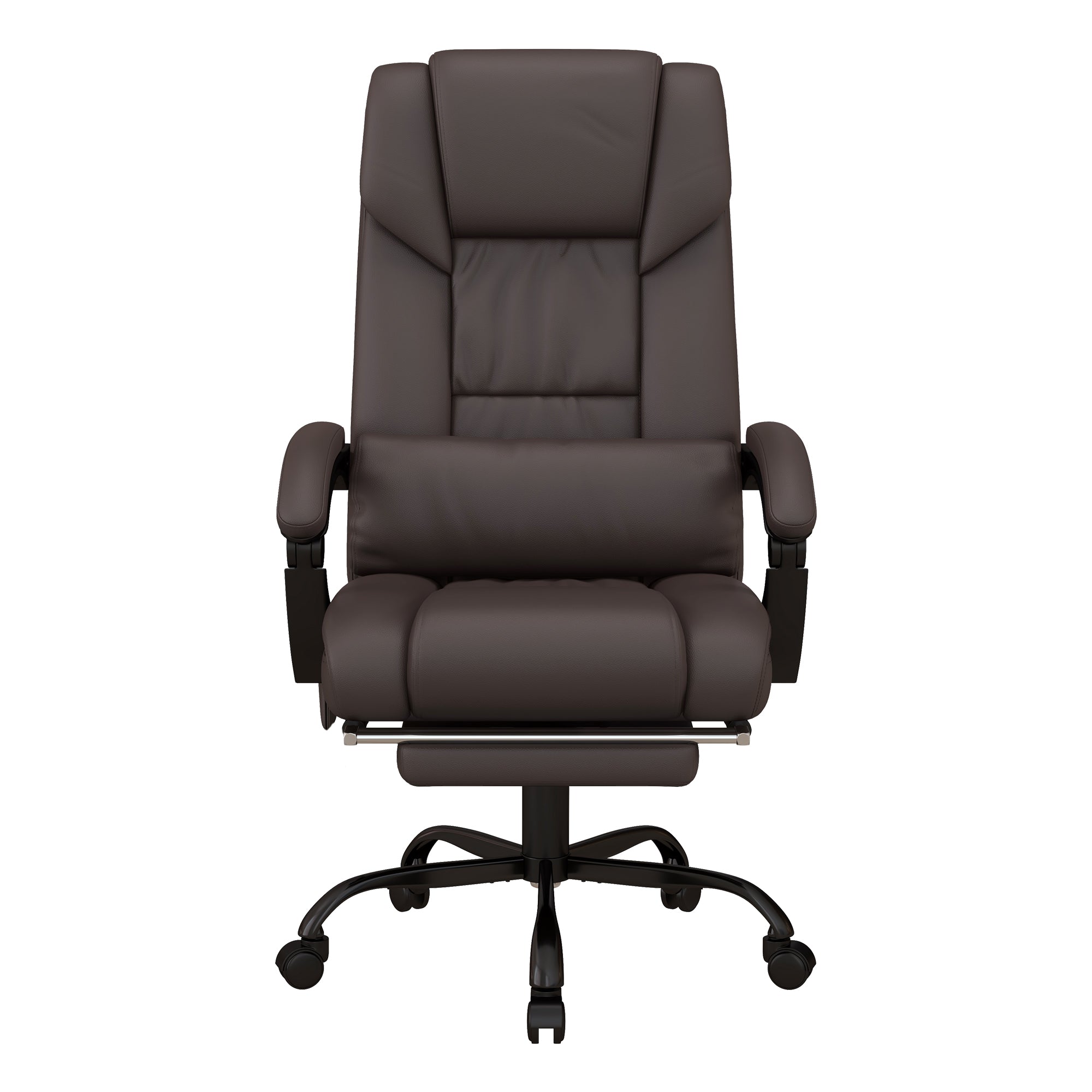 Vinsetto 6-Point Massage Office Chair, PU Leather Desk Chair with Adjustable Height and Footrest for Home Office, Brown